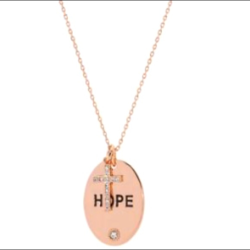 New Directions Oval HOPE Crystal Pendant Necklace NIB
